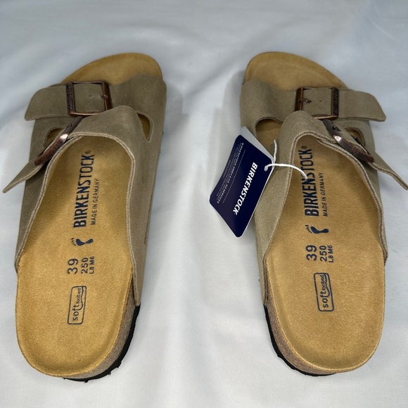 NWT Birkenstock Arizona Taupe Size 8 8.5 39 Soft footbed - Picture 3 of 5